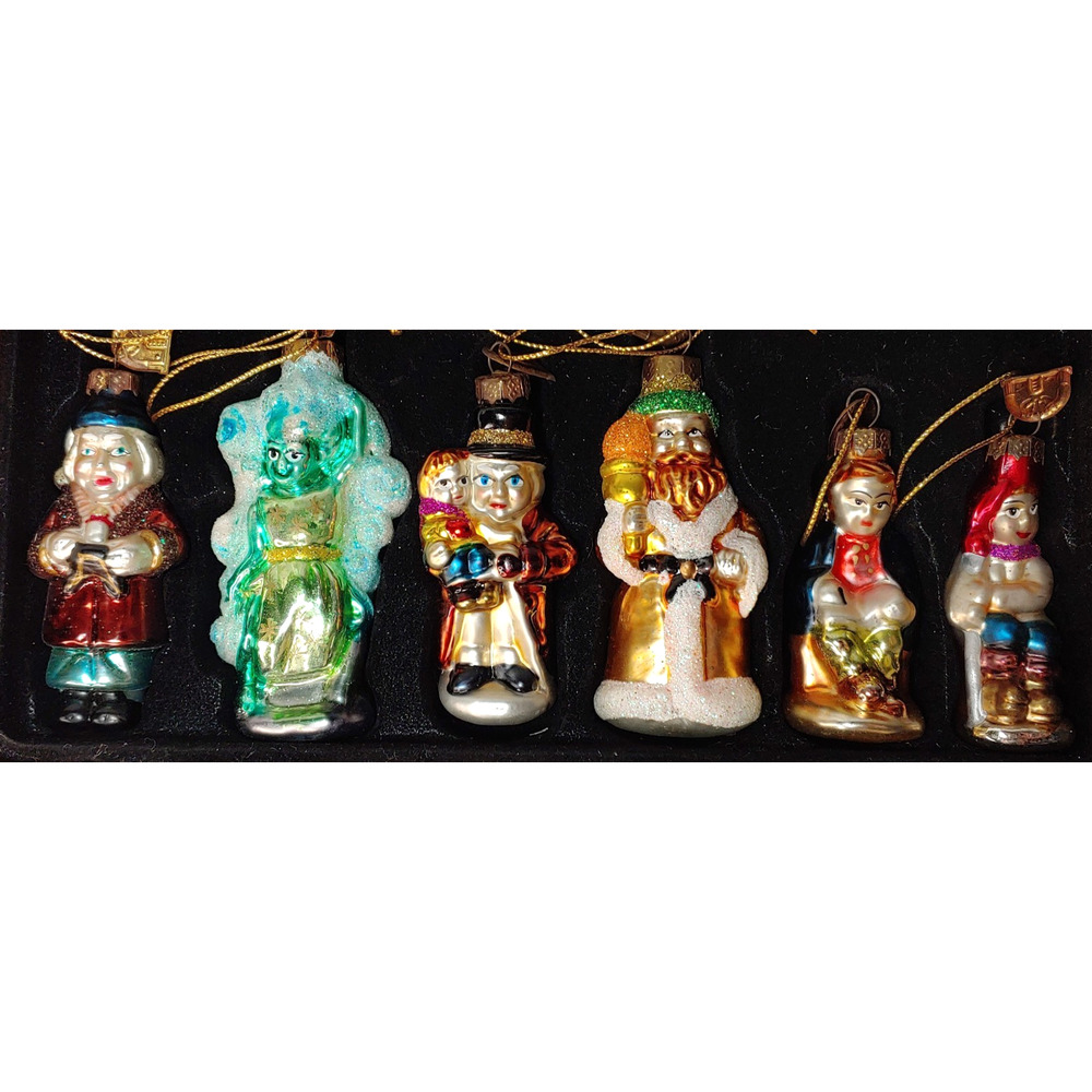 A Christmas Carol Tree Ornaments Set of 6-2004 Thomas Pacconi Glass Vintage Box